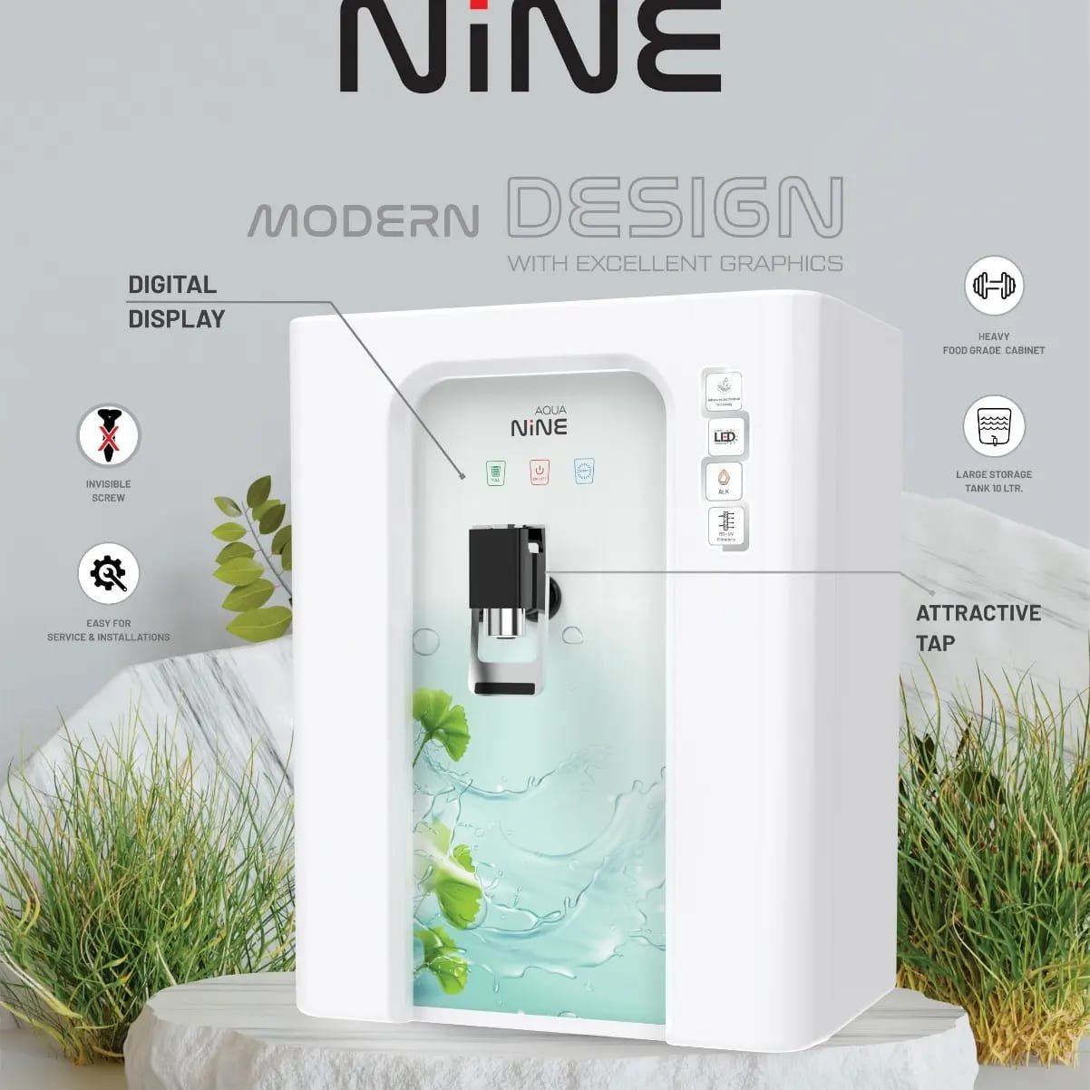 Aqua Nine (Black) RO+H2AAA Filter With Copper+TDS.